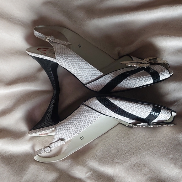 Irregular Choice by Office butterfly faux snakeskin peeptoe heels Size 10 - Picture 6 of 11